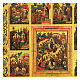 Icône Résurrection 12 fêtes feuille dorée Russie sur planche XX siècle 35x30 cm restaurée s2