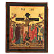 Icône Résurrection 12 fêtes feuille dorée Russie sur planche XX siècle 35x30 cm restaurée s6