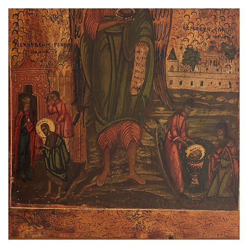 Saint John, Angel in the desert, restored antique Russian icon, 19th century, 35x30 cm 3