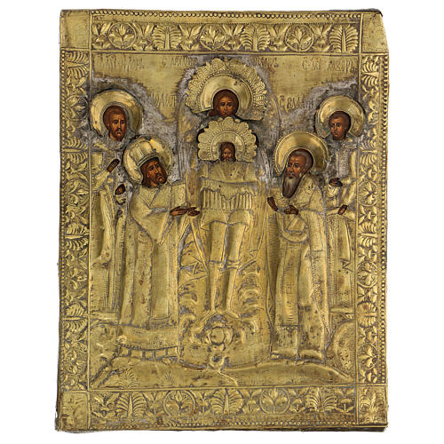 Temple of the Archangel Michael, restored Russian icon, antique wood, 19th century, 40x30 cm 1