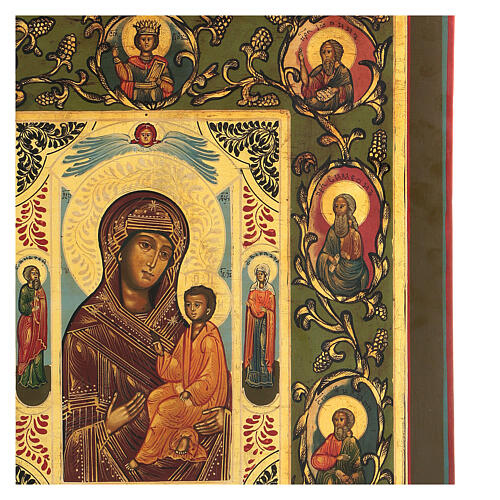 Ícone russo Nossa Senhora de Tikhvin repintado, quadro século XIX, 40x30 cm 3