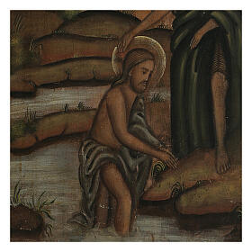 Icona russa tavola antica Battesimo di Cristo XIX secolo 30x25 cm Restaurata