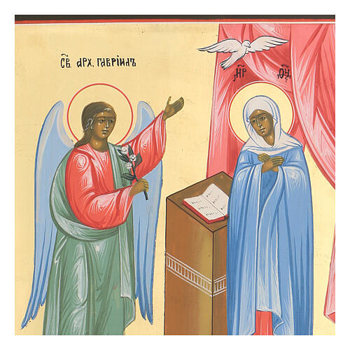 Russian icon, Annunciation painted on 19th century board 30x25 cm 2