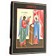 Icona russa Annunciazione dipinta su tavola XIX secolo 30x25 cm s3