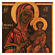 Icona russa tavola antica Madonna di Smolensk XIX sec 30x25 cm Restaurata s2