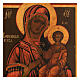 Ícone russo restaurado madeira antiga XIX século Nossa Senhora de Smolensk, 31x27 cm s2