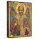 Icône russe planche ancienne Saint Nicolas XIX siècle 30x25 cm restaurée s4