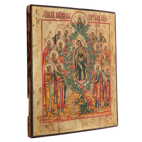 Icona antica restaurata In te si rallegra 35x30 cm Russia 3