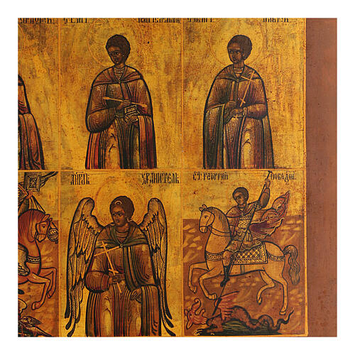 Icône ancienne en neuf parties restaurée 50x40 cm Russie 5