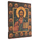 Restored ancient icon Christ Pantocrator selected saints 45x35 cm Russia s3