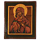 Icona Madonna di Feodor dipinta su tavola antica russa XIX secolo 30X25 cm s1
