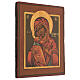 Ícone Nossa Senhora de Vladimir pintado sobre tábua antiga russa XXI século 30x25 cm s3