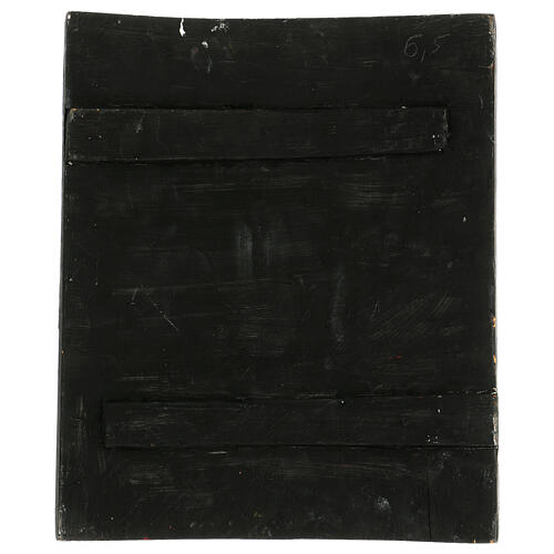 Icona Madonna di Tichvin dipinta su tavola russa antica XIX secolo 40x35 cm 4
