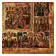 Die 12 großen Feste des liturgischen Jahres, restaurierte antike russische Ikone 21. Jahrhundert 35x30 cm s5