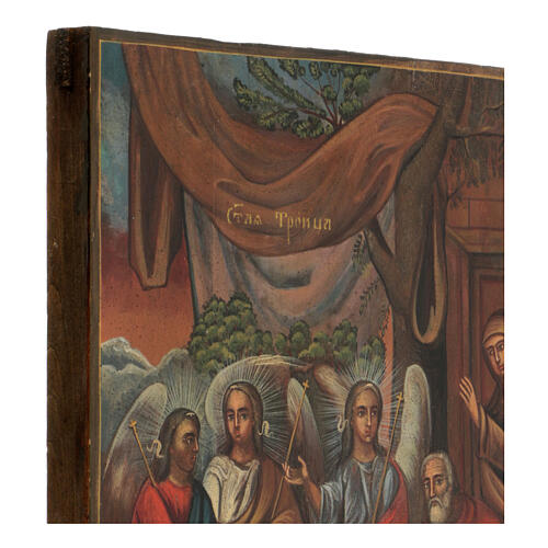 Dreifaltigkeit des Alten Testaments, Russische Ikone, restauriert, 19 Jahrhundert, 30x25 cm 4