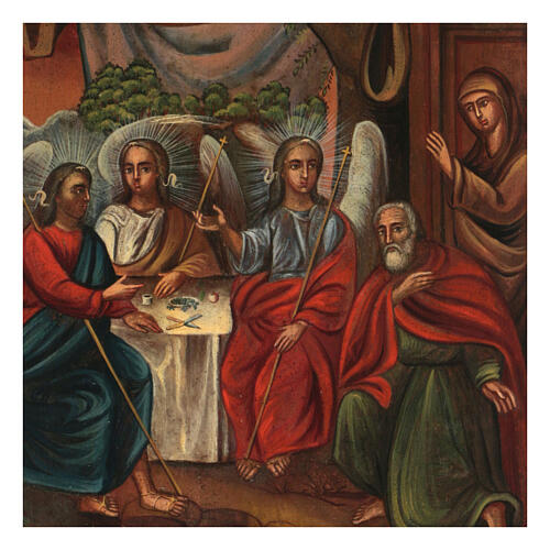 Trinità Antico Testamento icona russa antica XIX sec restaurata 30x25 cm 2
