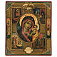 Icona Madre di Dio Kazan dipinta su tavola antica XIX sec 45x40cm s1