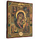 Icona Madre di Dio Kazan dipinta su tavola antica XIX sec 45x40cm s5