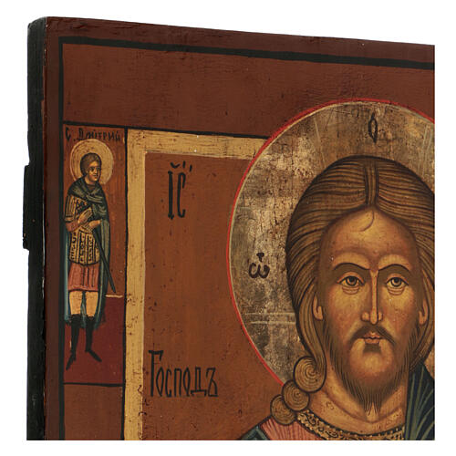Christus Pantokrator, restaurierte russische Ikone, 19 Jahrhundert, 45x40 cm 5