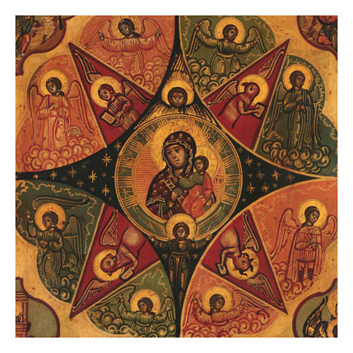 Icona russa Roveto Ardente dipinta su tavola antica XIX sec 30x25 cm 2