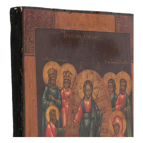Ressurreição de Cristo, séc. XIX, ícone russo restaurado, 30x25 cm 4