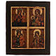 Quadripartite ancient icon, restored in the 21th century, Russia, 13x10 in s1