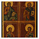 Icono antiguo cuatro partes Cristo Nicolás Floro y Lauro 800 restaurado Rusia 33x27 cm s2