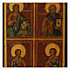 Icône ancienne quadripartite Christ Nicolas Flore et Laure XIXe s. restaurée Russie 33x27 cm s2