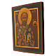 Antique icon of St Nicholas of Myra, 19th century, restored, Russia, 12x10 in s3