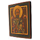 Icône Saint Nicolas de Myre XIXe s. bois restaurée XXIe siècle Russie 31x26 cm s3
