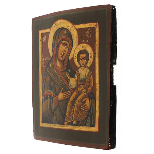 Antique icon of the Mother of God of Smolensk, 19th century, restored, central Russia, 11x9 in 3