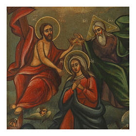 Icône ancienne Couronnement de la Vierge peinte XIXe s. restaurée XXIe siècle Russie 31x26 cm