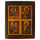 Antique quadripartite Marian icon, Russia, 19th century, restored, 17x14 in s1
