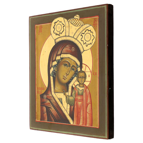 Modern Russian icon, Our Lady of Kazan, 12x11 in 3