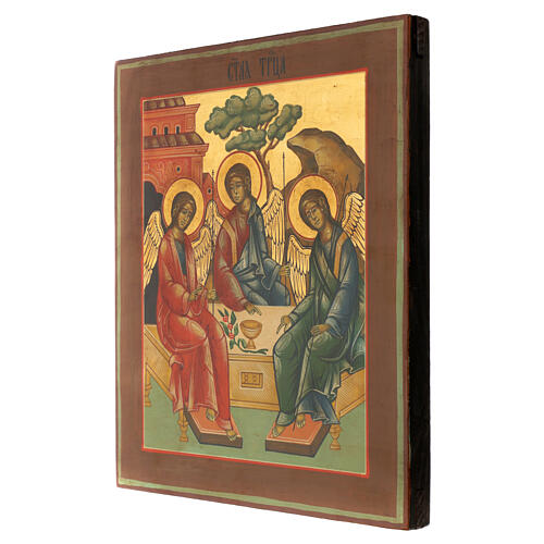 Icona russa Santissima Trinità angeli moderna 31x27 cm 3