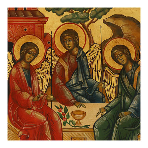 Modern Russian icon of the Holy Trinity of Angels 31x27 cm 2