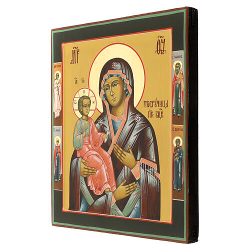 Modern painted Russian icon, Mother of God of the Three Hands, 12x11 in 3