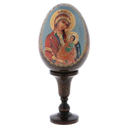 Ei-Ikone Maria mit Kind blaue Basis 1