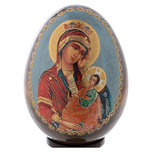 Ei-Ikone Maria mit Kind blaue Basis 2
