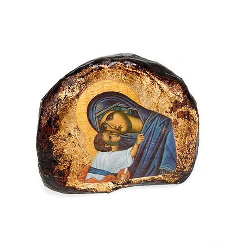 Gedruckte Ikone Stein Jesus und Maria 3