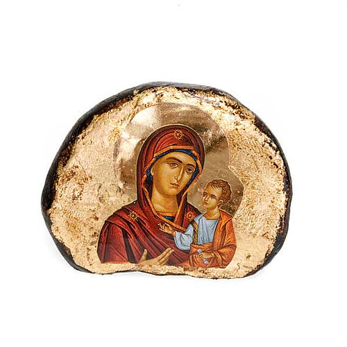 Gedruckte Ikone Stein Jesus und Maria 4