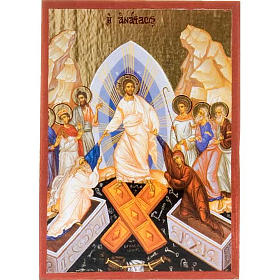 Bedruckte Ikone mit Bild des Abstieges Christi in die Unterwelt