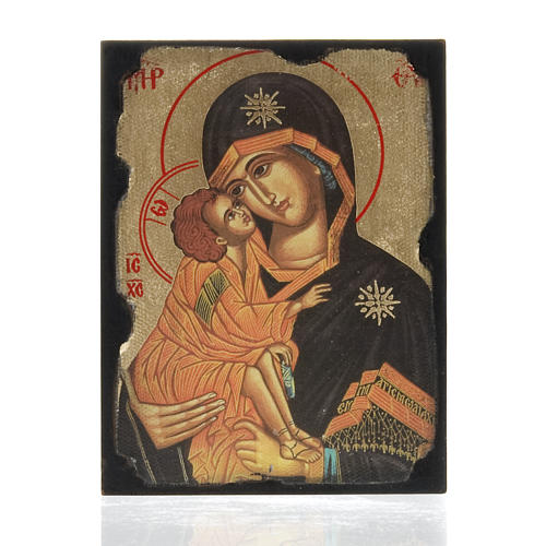 Ikone mit Druck Madonna der Zärtlichkeit auf Holztafel 1