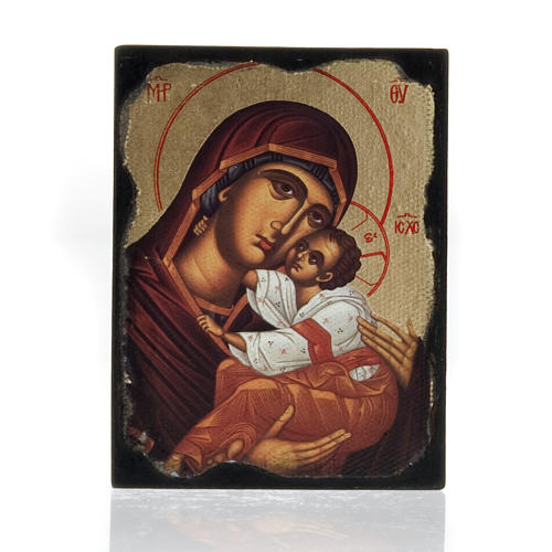 Ícono estampado Virgen con el Niño manto rojo 1