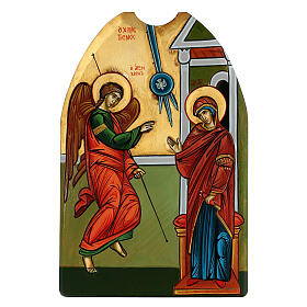 Annunciation icon, with shaped wood panel 40x60cm