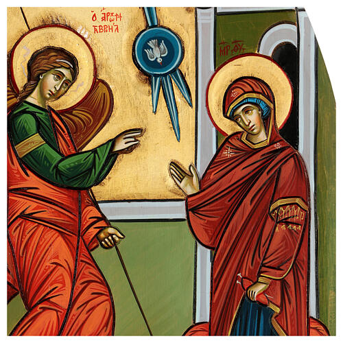 Annunciation icon, with shaped wood panel 40x60cm 2