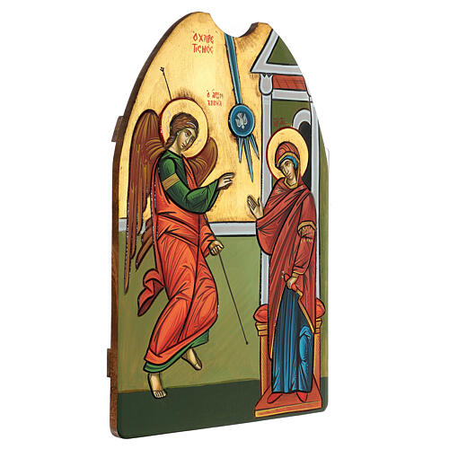 Annunciation icon, with shaped wood panel 40x60cm 3