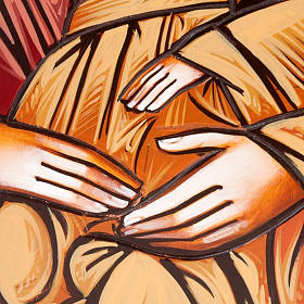 Ícono Sagrada Familia fondo oro 45x120 cm
