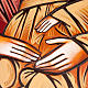 Ícono Sagrada Familia fondo oro 45x120 cm s2