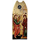 Annunciation icon on shaped wood panel with gold background 45x1 s1